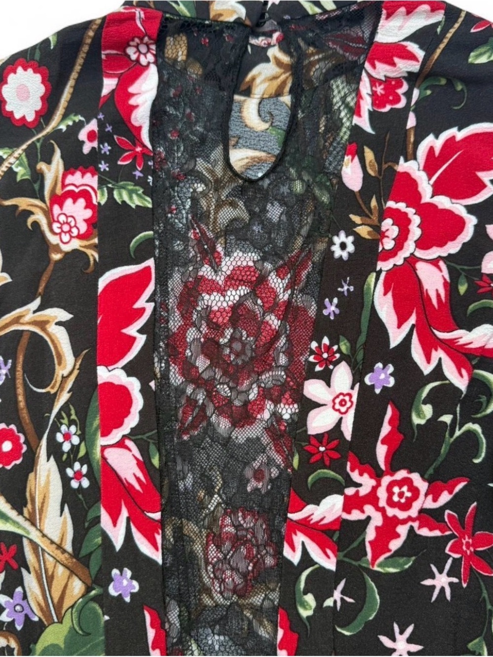 Zara Black Dress with Red & Pink Floral Print lace and ruffle details - Picture 4 of 8